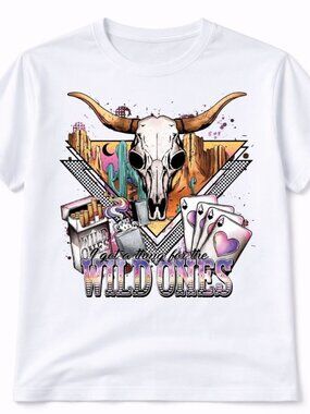Wild Ones Western Graphic T Shirt Trendy Boutique Style Tee Womens White